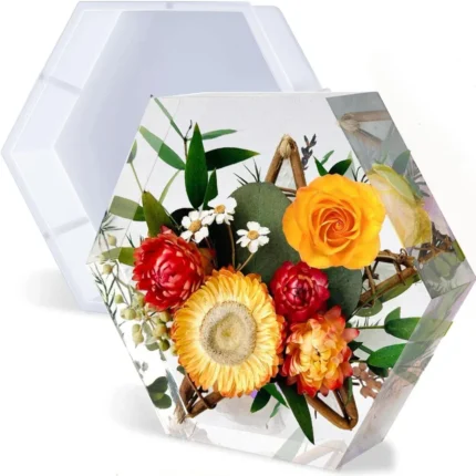 Large Silicone Hexagon Mold for Deep Flower Preservation – Resin Art