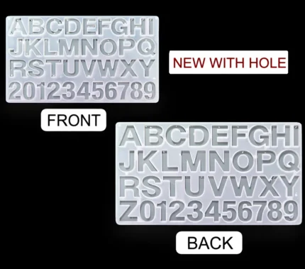 Front Face Alphabet Silicone Mold with Hole – For Resin Art
